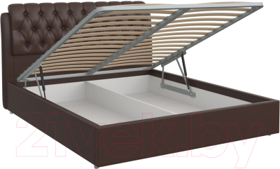 Двуспальная кровать Bravo Мебель Белиста с ПМ 160x200 (Santorini 0429 шоколад с пуговицами)