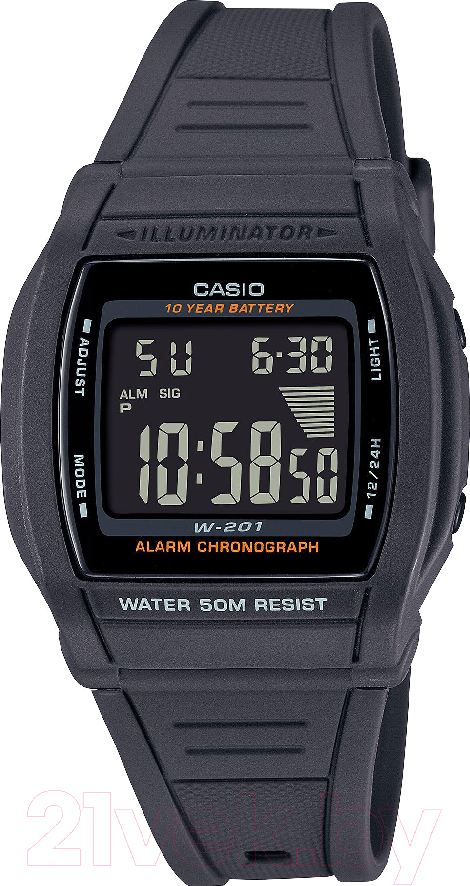 Часы наручные унисекс Casio W-201-1B