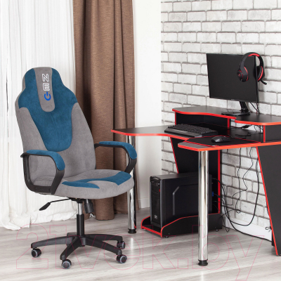 Кресло геймерское Tetchair Neo 2 флок (серый/синий)