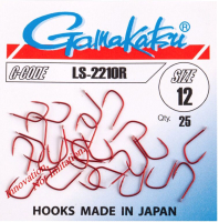 Набор крючков рыболовных Gamakatsu LS-2210R Hooks Red №12 / 147537-012 (25шт) - 