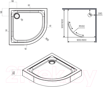 Душевой поддон AM.PM X-Joy W88T-205-080W64