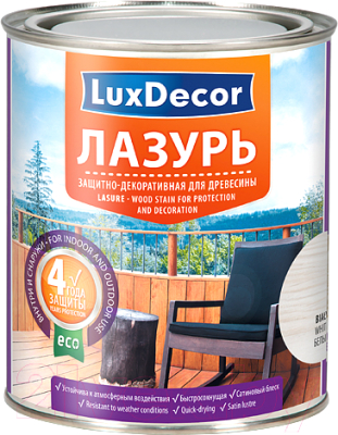 Лазурь для древесины LuxDecor Белый (4.5л)