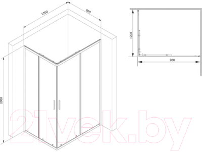 Купить Душевой уголок AM.PM Gem S 120x90 WK93ES в Борисове