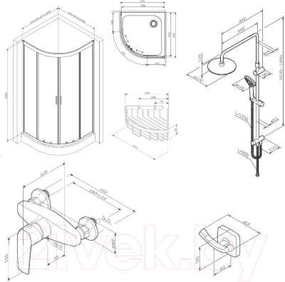 Душевой уголок AM.PM Gem 90x90 WK90EN (черный)