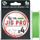 Леска плетеная ZanderMaster Jig Pro 4X Шартрез 0.16мм 9.2кг / 12673 (150м) - 
