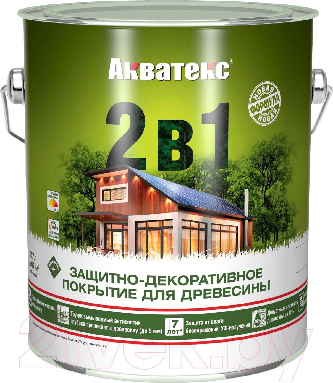 Защитно-декоративный состав Акватекс 2в1 (2.7л, тик) — фото 1