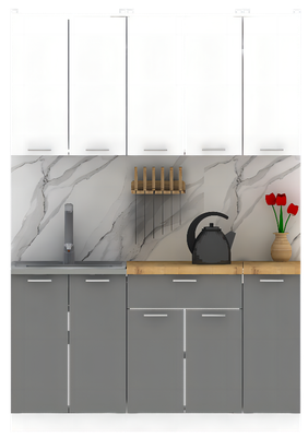 Кухонный гарнитур Eligard Lion 1.5 (белый/дымчатый алмаз/дуб бунратти) - 