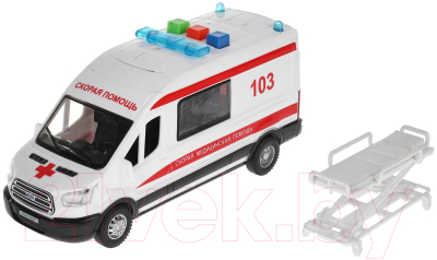 Автомобиль игрушечный Технопарк Ford Transit Скорая / TRANSITVAN-16PLAMB-WH