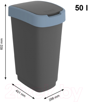 Контейнер для мусора Rotho Twist / 1754506161 (50л, черный/синий)