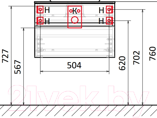 Тумба под умывальник Raval Decent 60 / Dec.01.60/A/RL