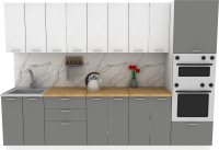 Кухонный гарнитур Eligard Lion 3.0 (белый структурный/дымчатый алмаз/дуб бунратти) - 