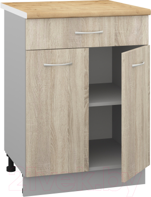 Шкаф-стол кухонный Кортекс-мебель Корнелия Лира НШ60р1ш (дуб сонома/дуб бунратти)