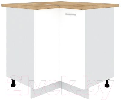 Шкаф-стол кухонный Кортекс-мебель Корнелия Лира НШУ угловой (белый/дуб бунратти)