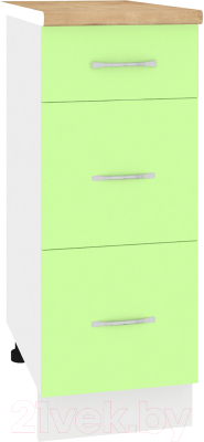 Шкаф-стол кухонный Кортекс-мебель Корнелия Лира НШ30р3ш (зеленый/дуб бунратти)
