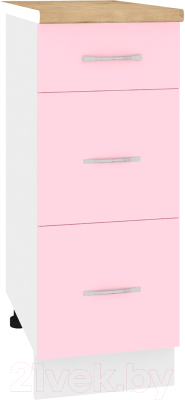 Шкаф-стол кухонный Кортекс-мебель Корнелия Лира НШ30р3ш (розовый/дуб бунратти)