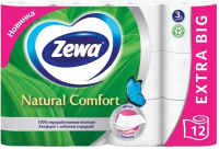 Туалетная бумага Zewa Natural Comfort 3-х слойная (12рул) - 