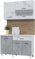Готовая кухня Горизонт Мебель Trend 1200 (мрамор арктик/бетон грей) - 
