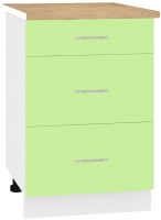 Шкаф-стол кухонный Кортекс-мебель Корнелия Лира НШ50р3ш (зеленый/дуб бунратти) - 