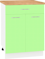 Шкаф-стол кухонный Кортекс-мебель Корнелия Лира НШ60р1ш (зеленый/дуб бунратти) - 
