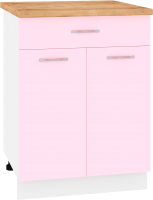Шкаф-стол кухонный Кортекс-мебель Корнелия Лира НШ60р1ш (розовый/дуб бунратти) - 