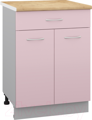 Шкаф-стол кухонный Кортекс-мебель Корнелия Лира НШ60р1ш (розовый/дуб бунратти)
