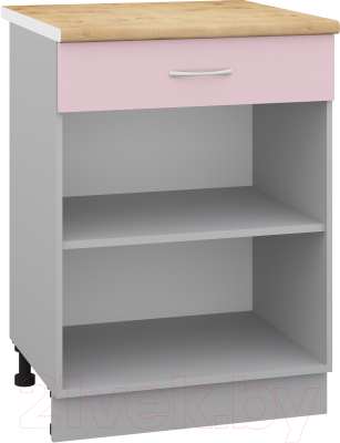 Шкаф-стол кухонный Кортекс-мебель Корнелия Лира НШ60р1ш (розовый/дуб бунратти)