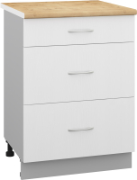 Шкаф-стол кухонный Кортекс-мебель Корнелия Лира НШ60р3ш (белый/дуб бунратти) - 