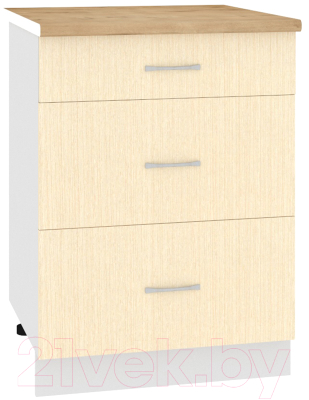 Шкаф-стол кухонный Кортекс-мебель Корнелия Лира НШ60р3ш (венге светлый/дуб бунратти)