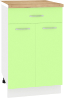 Шкаф-стол кухонный Кортекс-мебель Корнелия Лира НШ50р1ш (зеленый/дуб бунратти) - 
