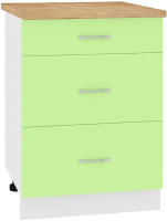 Шкаф-стол кухонный Кортекс-мебель Корнелия Лира НШ60р3ш (зеленый/дуб бунратти) - 
