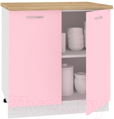 Шкаф-стол кухонный Кортекс-мебель Корнелия Лира НШ80р (розовый/дуб бунратти)