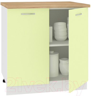 Шкаф-стол кухонный Кортекс-мебель Корнелия Лира НШ80р (салатовый/дуб бунратти)