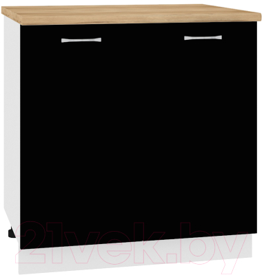 Шкаф-стол кухонный Кортекс-мебель Корнелия Лира НШ80р (черный/дуб бунратти)