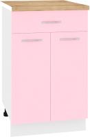 Шкаф-стол кухонный Кортекс-мебель Корнелия Лира НШ50р1ш (розовый/дуб бунратти) - 