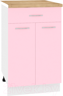 Шкаф-стол кухонный Кортекс-мебель Корнелия Лира НШ50р1ш (розовый/дуб бунратти)