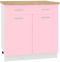 Шкаф-стол кухонный Кортекс-мебель Корнелия Лира НШ80р1ш (розовый/дуб бунратти) - 