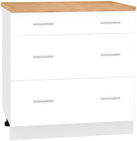 Шкаф-стол кухонный Кортекс-мебель Корнелия Лира НШ80р3ш (белый/дуб бунратти) - 
