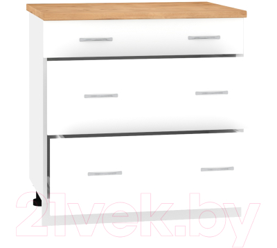 Шкаф-стол кухонный Кортекс-мебель Корнелия Лира НШ80р3ш (белый/дуб бунратти)