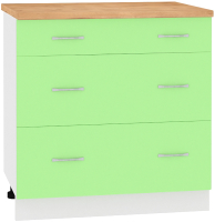 Шкаф-стол кухонный Кортекс-мебель Корнелия Лира НШ80р3ш (зеленый/дуб бунратти) - 