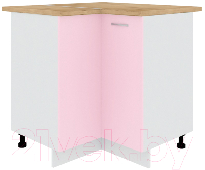 Шкаф-стол кухонный Кортекс-мебель Корнелия Лира НШУ угловой (розовый/дуб бунратти)