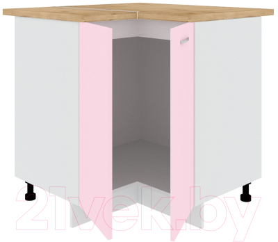 Шкаф-стол кухонный Кортекс-мебель Корнелия Лира НШУ угловой (розовый/дуб бунратти)