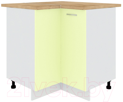 Шкаф-стол кухонный Кортекс-мебель Корнелия Лира НШУ угловой (салатовый/дуб бунратти)