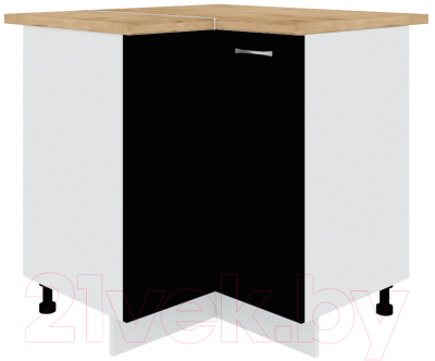 Шкаф-стол кухонный Кортекс-мебель Корнелия Лира НШУ угловой (черный/дуб бунратти)