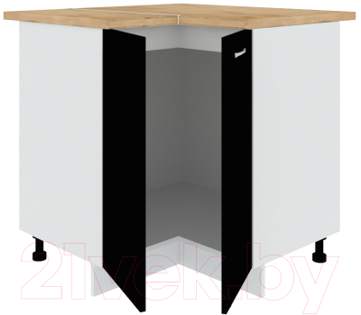 Шкаф-стол кухонный Кортекс-мебель Корнелия Лира НШУ угловой (черный/дуб бунратти)