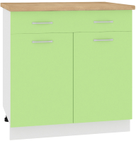 Шкаф-стол кухонный Кортекс-мебель Корнелия Лира НШ80р1ш (зеленый/дуб бунратти) - 