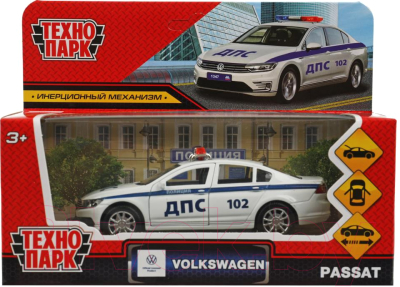 Автомобиль игрушечный Технопарк Volkswagen Passat Полиция / PASSAT-12POL-WH