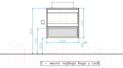 Тумба под умывальник Style Line Монако 60 (подвесная)