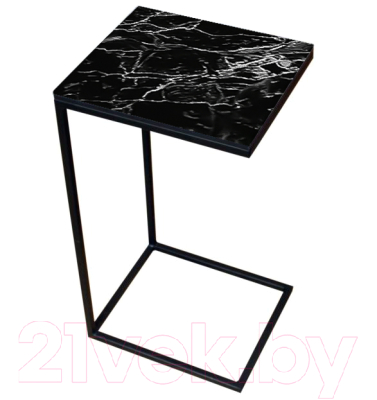 Приставной столик Древпром М86 ДП1-03-04 34x30x61 (фотопечать мрамор черный)