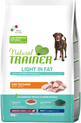 Сухой корм для собак Trainer Natural для сред. и крупных пород с избыточным весом с индейкой (12кг)