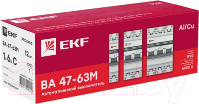 Выключатель автоматический EKF PROxima 1P 6А (C) 6кА ВА 47-63M / mcb4763m-6-1-6C-pro